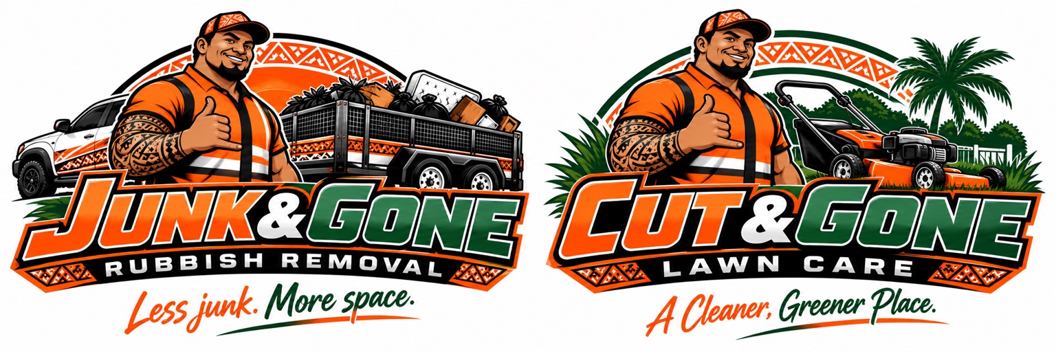 Junk & Gone Rubbish Removal — island-themed logo